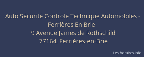 Auto Sécurité Controle Technique Automobiles - Ferrières En Brie