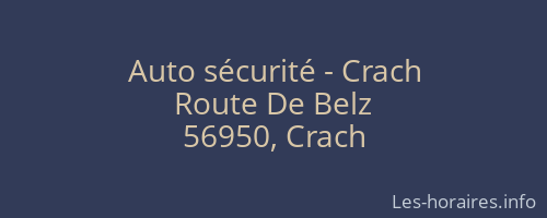 Auto sécurité - Crach
