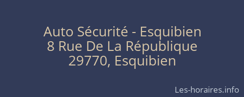 Auto Sécurité - Esquibien