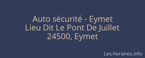 Auto sécurité - Eymet