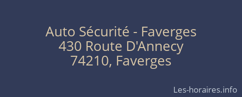 Auto Sécurité - Faverges