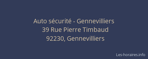 Auto sécurité - Gennevilliers