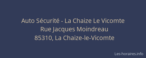 Auto Sécurité - La Chaize Le Vicomte