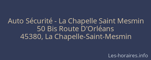 Auto Sécurité - La Chapelle Saint Mesmin