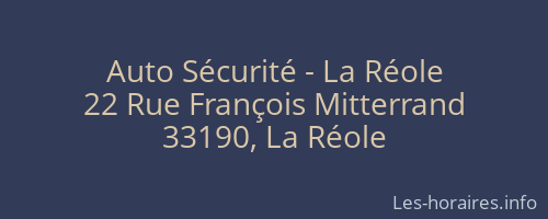 Auto Sécurité - La Réole