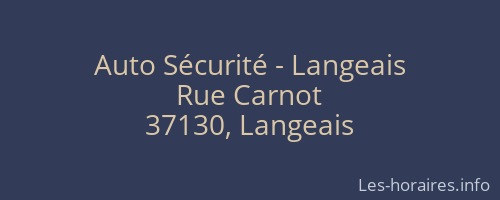 Auto Sécurité - Langeais