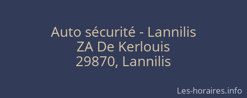Auto sécurité - Lannilis