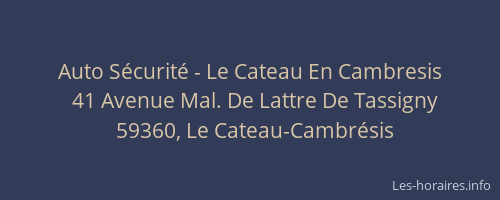 Auto Sécurité - Le Cateau En Cambresis