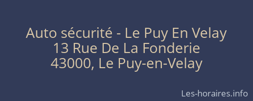 Auto sécurité - Le Puy En Velay