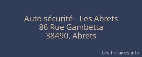 Auto sécurité - Les Abrets