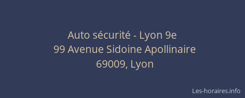 Auto sécurité - Lyon 9e
