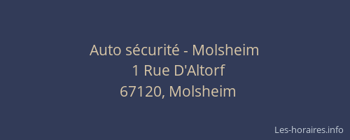 Auto sécurité - Molsheim