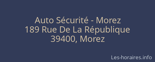 Auto Sécurité - Morez