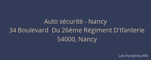 Auto sécurité - Nancy