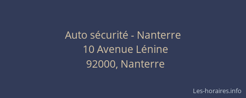 Auto sécurité - Nanterre