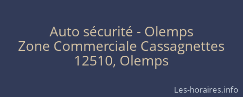 Auto sécurité - Olemps