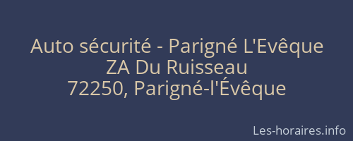 Auto sécurité - Parigné L'Evêque