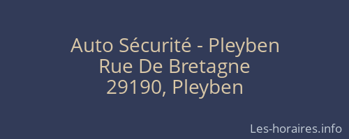 Auto Sécurité - Pleyben