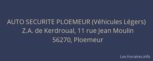 AUTO SECURITE PLOEMEUR (V&eacute;hicules L&eacute;gers)
