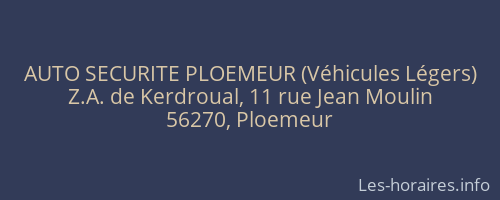 AUTO SECURITE PLOEMEUR (Véhicules Légers)