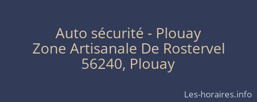 Auto sécurité - Plouay