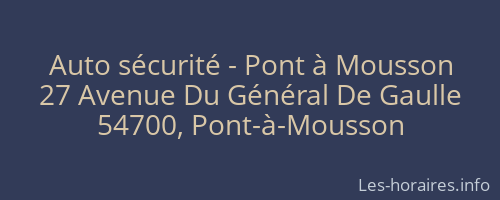 Auto sécurité - Pont à Mousson