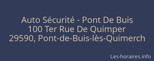 Auto Sécurité - Pont De Buis