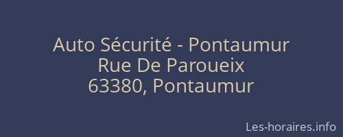 Auto Sécurité - Pontaumur