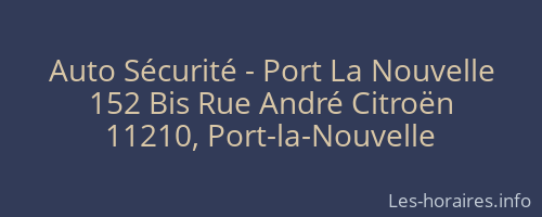 Auto Sécurité - Port La Nouvelle