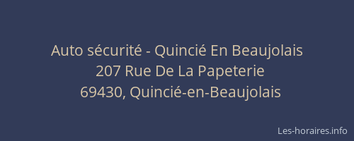 Auto sécurité - Quincié En Beaujolais