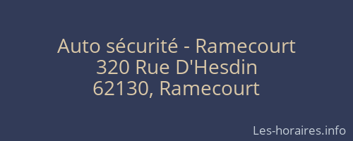 Auto sécurité - Ramecourt