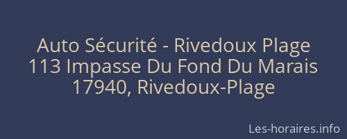 Auto Sécurité - Rivedoux Plage