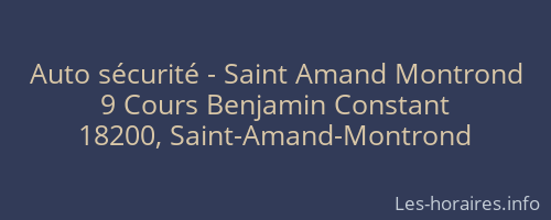 Auto sécurité - Saint Amand Montrond