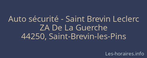 Auto sécurité - Saint Brevin Leclerc