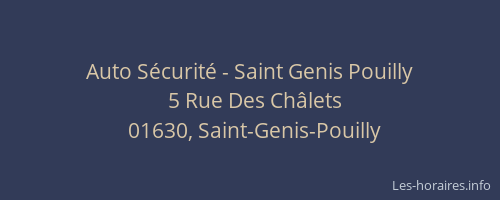 Auto Sécurité - Saint Genis Pouilly