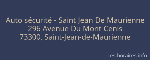 Auto sécurité - Saint Jean De Maurienne
