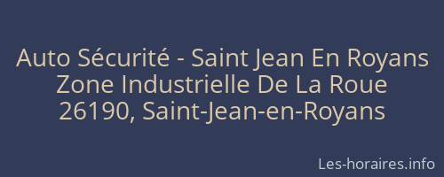Auto Sécurité - Saint Jean En Royans