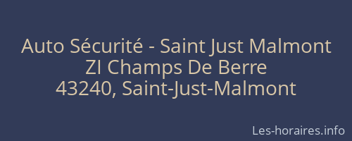 Auto Sécurité - Saint Just Malmont
