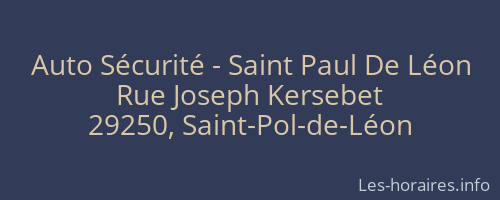 Auto Sécurité - Saint Paul De Léon