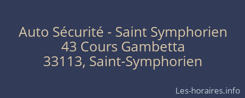 Auto Sécurité - Saint Symphorien