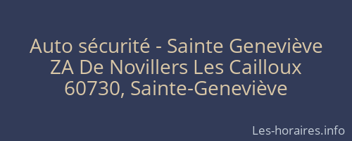 Auto sécurité - Sainte Geneviève