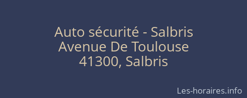 Auto sécurité - Salbris