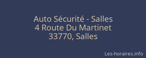 Auto Sécurité - Salles