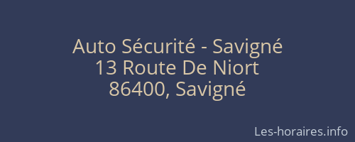 Auto Sécurité - Savigné