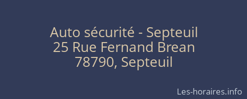 Auto sécurité - Septeuil