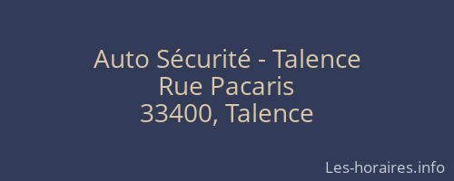 Auto Sécurité - Talence
