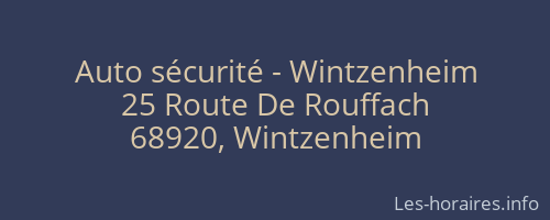 Auto sécurité - Wintzenheim