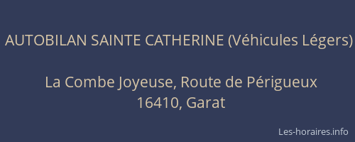 AUTOBILAN SAINTE CATHERINE (V&eacute;hicules L&eacute;gers)