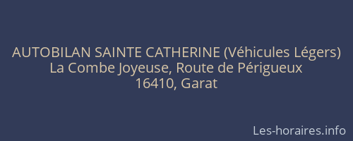 AUTOBILAN SAINTE CATHERINE (Véhicules Légers)