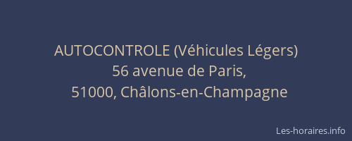 AUTOCONTROLE (Véhicules Légers)